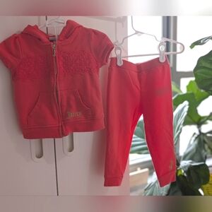 Juicy Couture Set Short sleeve hoodie and joggers in coral size 24 months